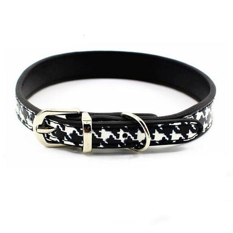 [Australia] - herohua Black and White Style Houndstooth Pet Collar, 10.5"-12.5" Adjustable for Medium Dogs 