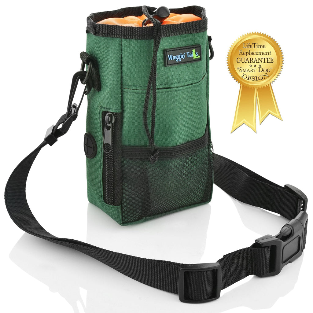 [Australia] - Smart Dog Treat Pouch Bag for Dog Training - Easy Access to Treats & Training Accessories Includes Free Roll of Waste Bags- Earth Green by Wagtime Club 