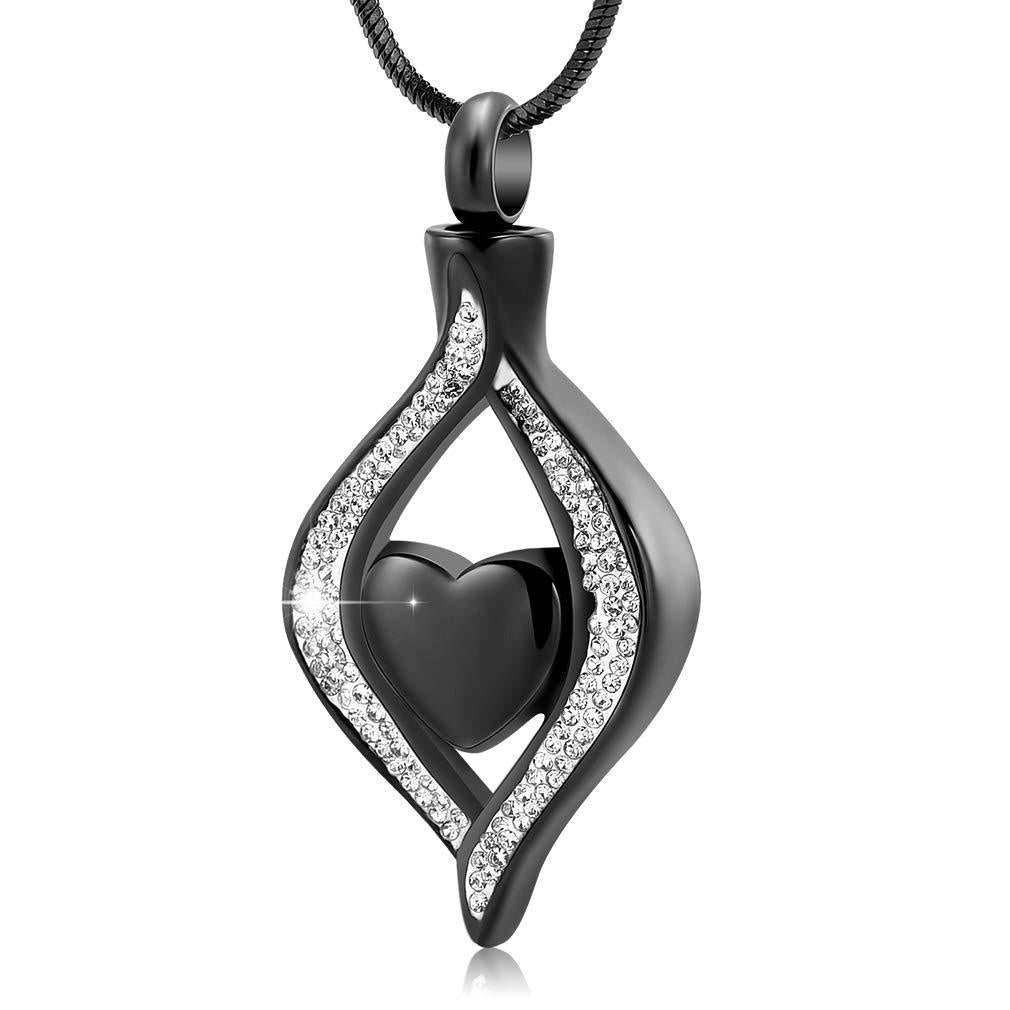 Minicremation Cremation Jewelry for Ashes The Eye of My Heart Keepsake Memorial Jewelry for Urn Necklace Stainless Steel Ashes Pendant with 20 Inch Chain Black - PawsPlanet Australia