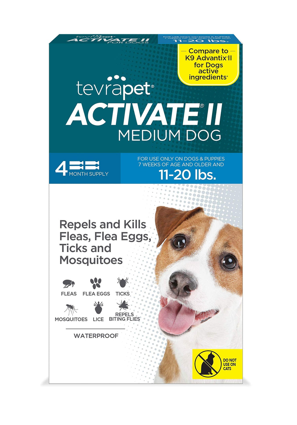 TevraPet Activate II Flea and Tick Prevention for Medium Dogs 11-21 pounds, Fast Acting Vet Quality Treatment 4 Doses - PawsPlanet Australia