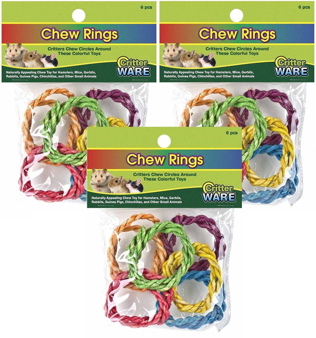 [Australia] - Ware 18 Pack of Chew Rings, 3 6-Piece Packs, Small Animal Chew Toys 