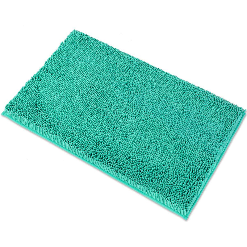 MAYSHINE Non-Slip Bathroom Rug Shag Shower Mat Machine-Washable Bath Mats with Water Absorbent Soft Microfibers, 20 x 32 Inches, Turquoise 20x32 inches - PawsPlanet Australia