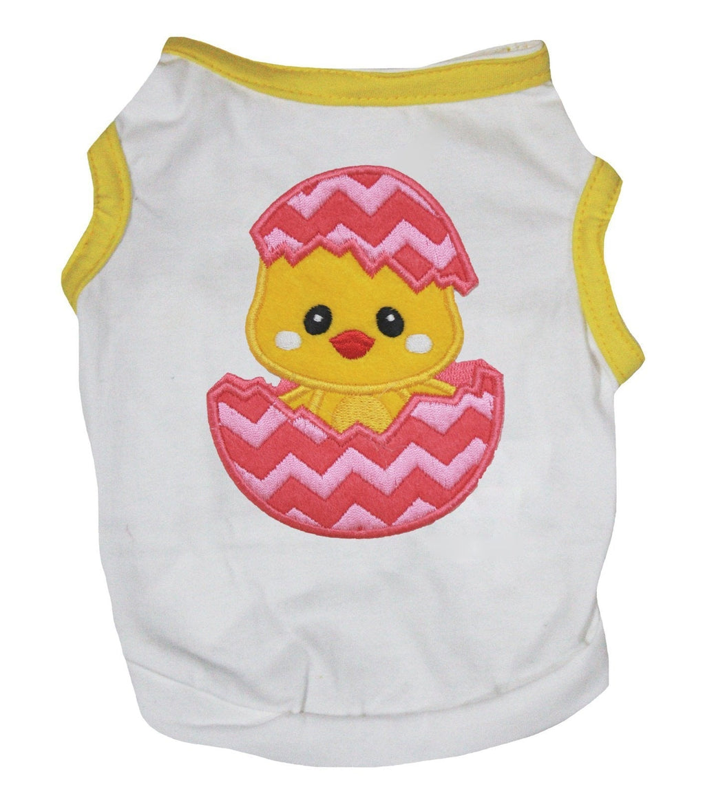 [Australia] - Petitebella Chick Egg Puppy Dog Shirt X-Small White/Yellow Hemmed 