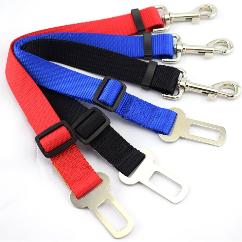 [Australia] - PetsCaptain 3-Pack Universal and Adjustable (1" Wide x 16" ~ 24") Pet Seatbelt Harness Dogs Seat Belt and Cat Seat Belt Pet Belt in Vehicle, Red, Black, and Blue Color; PSC-A523M3 