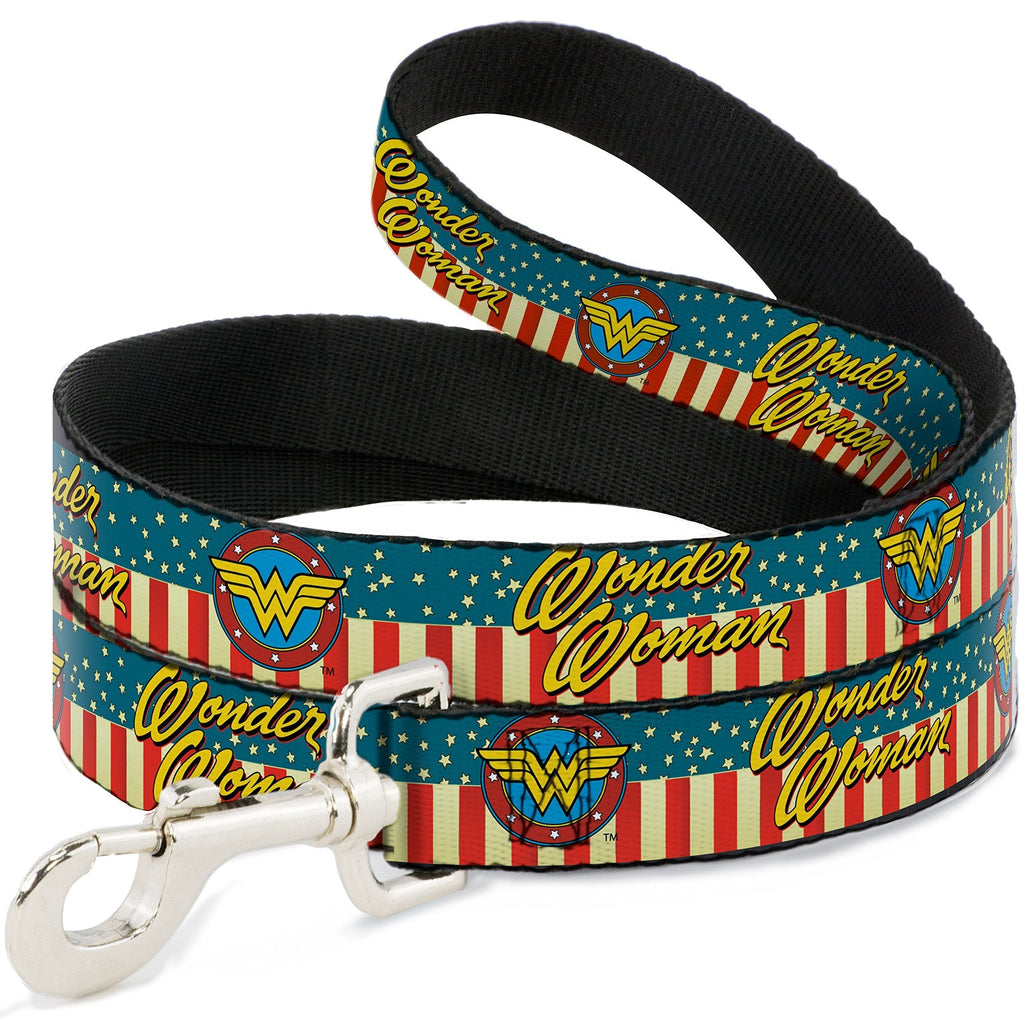 [Australia] - Dog Leash Wonder Woman Logo Americana Red White Blue Yellow 4 Feet Long 0.5 Inch Wide 4 Feet Long - 1.5" Wide 