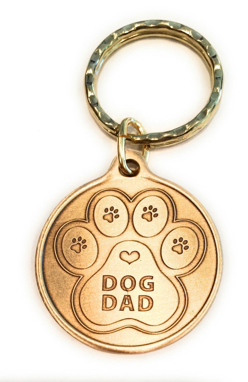 [Australia] - Dog Dad - A True Friend Leaves Paw Prints On Your Heart Keychain Paw Print Bronze 