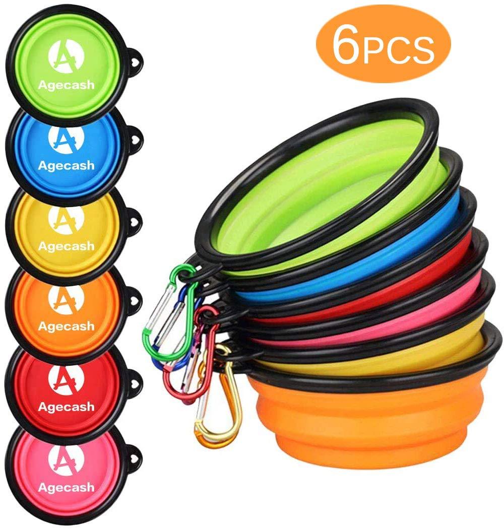 [Australia] - AGECASH A Collapsible Dog Bowl,Portable Travel Silicone Pet Bowl, Expandable for Dog/Cat Food Water Feeding,Portable Travel Bowl for Camping 6color 