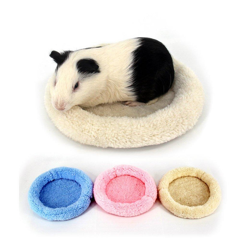[Australia] - MYIDEA Hamster Bed, Round Velvet Warm Sleep Mat Pad for Hamster/Hedgehog/Squirrel/Mice/Rats/Mini Dutch Pig/Chinchilla Cushion (L, Rectangle - Pink) L Round - White 