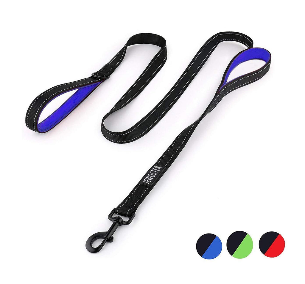 [Australia] - JEWOSTER Heavy Duty Dog Leash - 2 Handles by Padded Traffic Handle for Extra Control, 6foot Long - Perfect for Medium to Large Dogs 6 ft Black Blue 