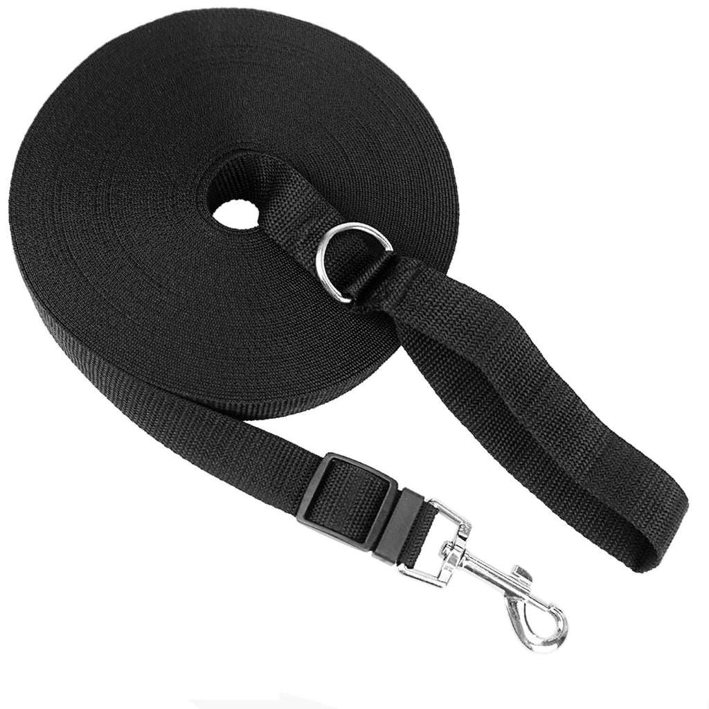 [Australia] - NOBER Long Training Leash 15 33 66 130 Feet 1 inch Wide 16ft-33ft Black 