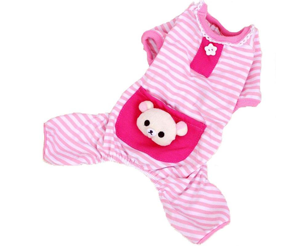 [Australia] - S-Lifeeling Puppy Clothes Dog Coat Jumpsuit Comfy Dog Pajamas Dog Shirt Stripes Pet Dog Clothes XS pink 