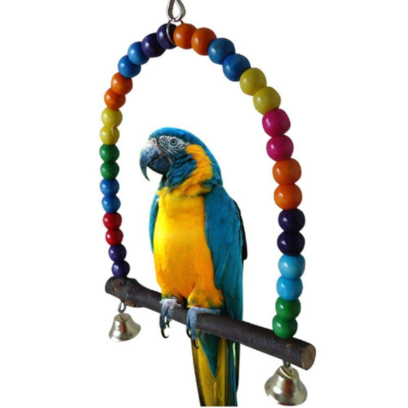 [Australia] - LIANCHI Small or Large-Sized Parrot Toy Pure Natural Colorful Bead Cage Parrot Chewing Toy 