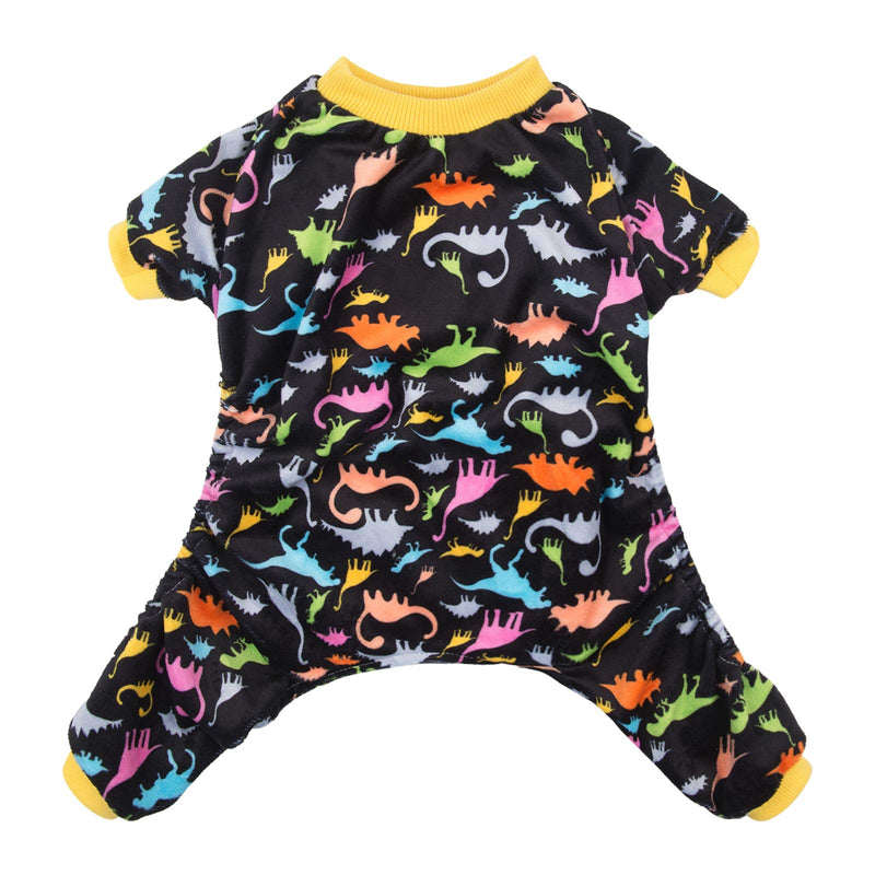 CuteBone Soft Puppy Pajamas Cute Dog Pjs Jumpsuit Pet Clothes Apparel XS(Chest Girth12’’-12.5’’ Back Length7.5’’-8’’) Black Dino - PawsPlanet Australia