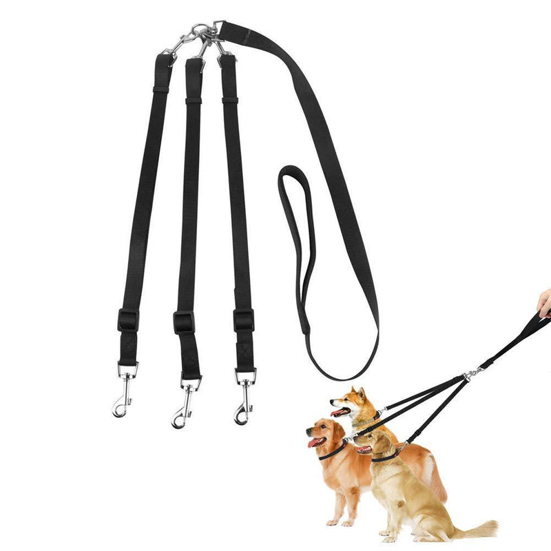 [Australia] - ASOCEA 3 in 1 Dog Leads with Soft Padded Handle No Tangle 3 Way Dogs Coupler Leash Pet Triple Lead Nylon Traction Rope for Walking 