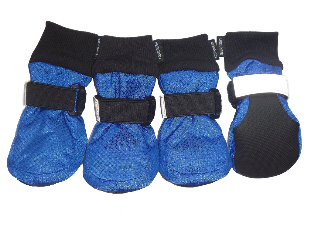 [Australia] - LONSUNEER Paw Protector Dog Boots Soft Sole Nonslip Safe Reflective Set of 4 Large ( L 3.15 x W 2.83 inch ) Blue 