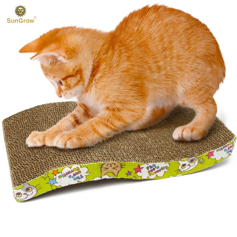 [Australia] - SunGrow Scratcher Toy for Cats Meow Scratch Board with a Curved Wave Design - Satisfy Your kitty's Natural Scratching Instinct - Save Your Furniture - Made of Environmental Friendly Material 