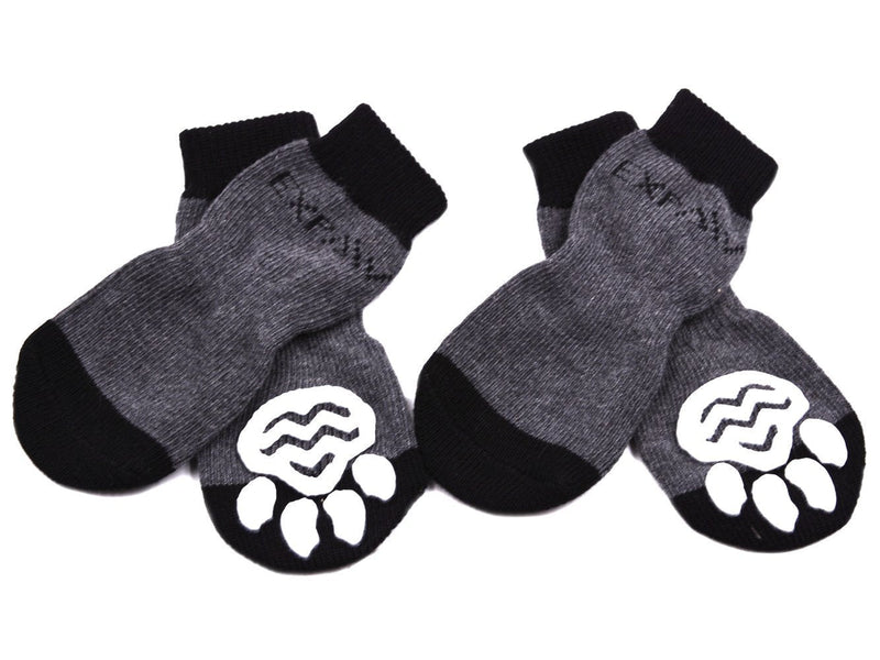 [Australia] - EXPAWLORER Anti-Slip Dog Socks Traction Control for Indoor Wear, Paw Protection Small Black 