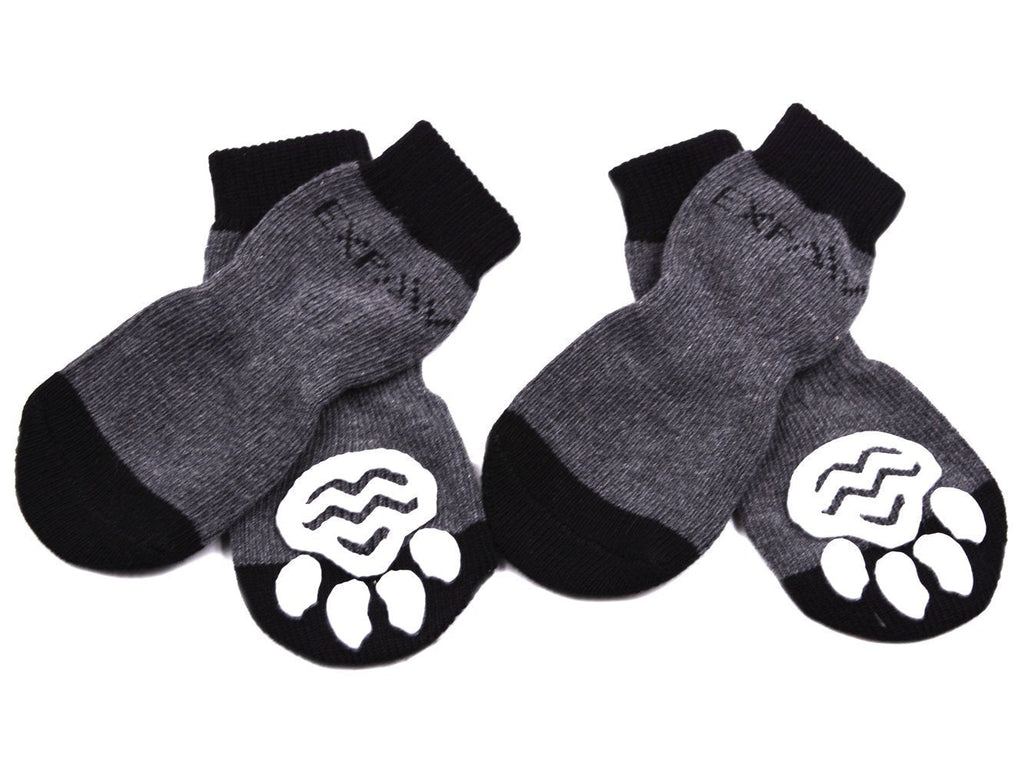 [Australia] - EXPAWLORER Anti-Slip Dog Socks Traction Control for Indoor Wear, Paw Protection Medium Black 