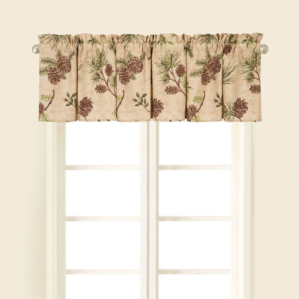 C&F Home Woodland Retreat Window Treatment Curtain Pinecone Decor Decoration Cabin Rustic Lodge Brown Green Cotton for Living Room Kitchen Valance Tan - PawsPlanet Australia