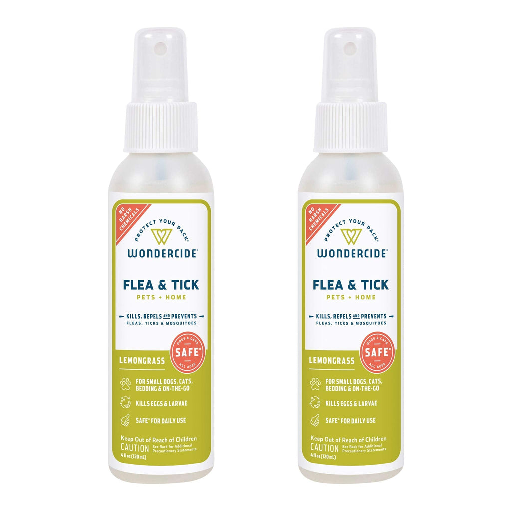 Wondercide - Flea, Tick and Mosquito Spray for Dogs, Cats, and Home - Flea and Tick Killer, Control, Prevention, Treatment - with Natural Essential Oils - Powered by Plants - Pet and Family Safe - 4 oz 2-Pack 2 Lemongrass - PawsPlanet Australia