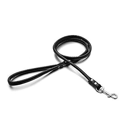 Smoosky Pet Supplies Round Colorful Leather Rolled Dog Puppy Walking Leashes for Small Medium Breeds S Black - PawsPlanet Australia