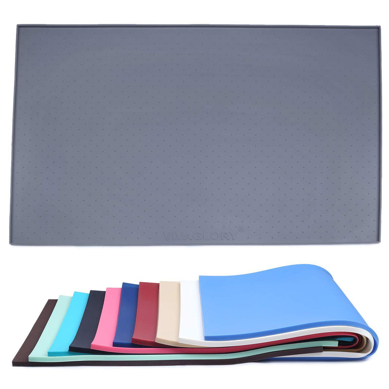 [Australia] - Vivaglory Pet Food Mat Large 24" L x 16" W or Small 19" L x 12" W Waterproof Non-Slip Food Grade Silicone Mat Anti-Messy Design for Puppy Kitty Dog Cat Small Medium Large Animals S(19"x12") Grey 