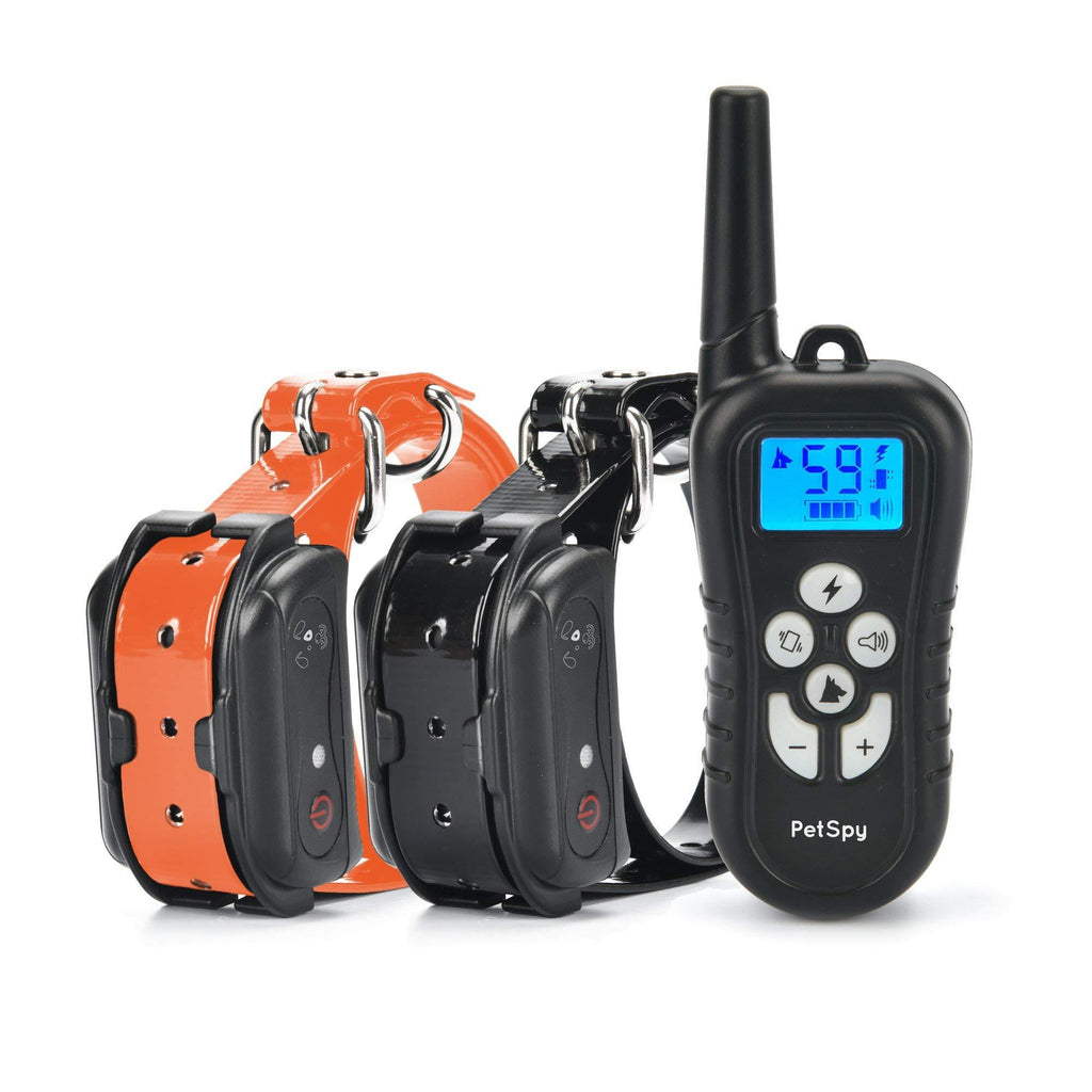 [Australia] - PetSpy Dual Dog Training Shock Collar for 2 Dogs with Beep, Vibration and Electric Shocking, Rechargeable and Waterproof E-Collar Remote Trainer 