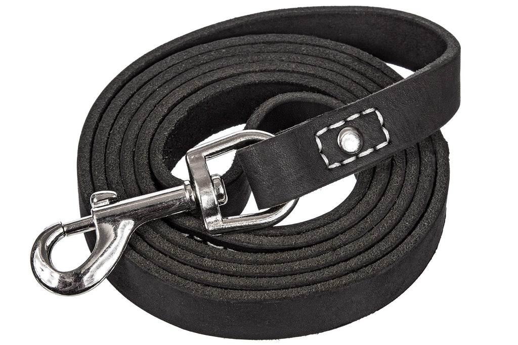 [Australia] - LEATHERBERG Leather Dog Training Leash 6 Ft Long x 3/4" Wide Dog Walking Leash Best for Medium Large Dogs, Latigo Leather Dog Lead & Puppy Trainer Leash Black 