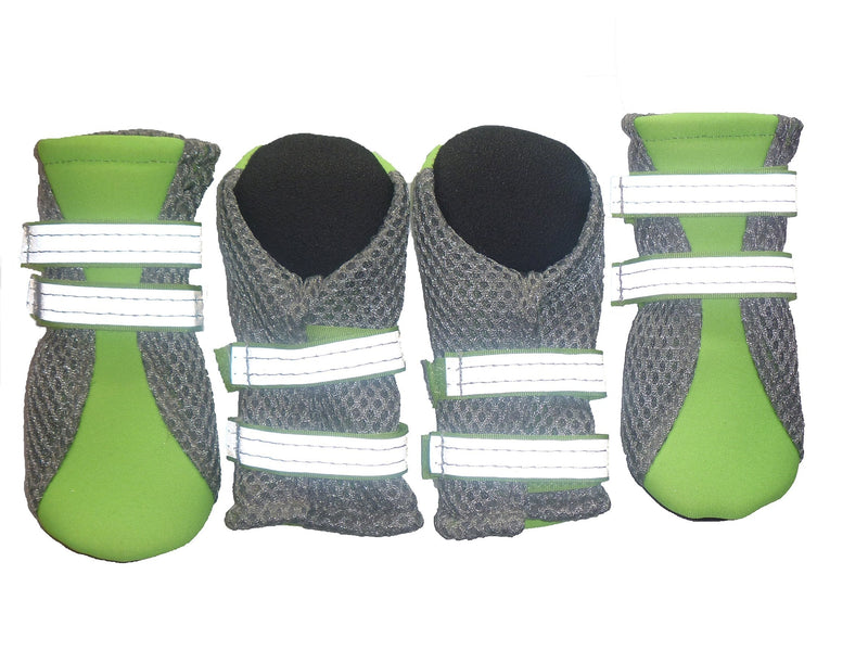 LONSUNEER Puppy Soft Sole Nonslip Mesh Boots 2 Reflective Straps Breathable Set of 4 XX-Small Bright Green - PawsPlanet Australia