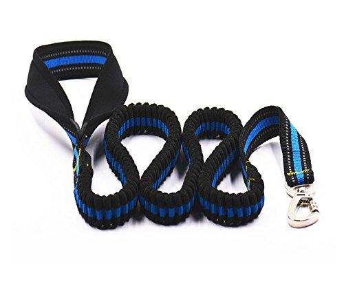 Anti-Shock Reflective Training Bungee Leash Elastic Dog Pet Lead Leash with Soft Padded Loop Handle Blue - PawsPlanet Australia