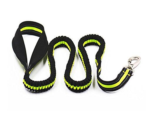 [Australia] - Anti-Shock Reflective Training Bungee Leash Elastic Dog Pet Lead Leash with Soft Padded Loop Handle Fluorescent green 