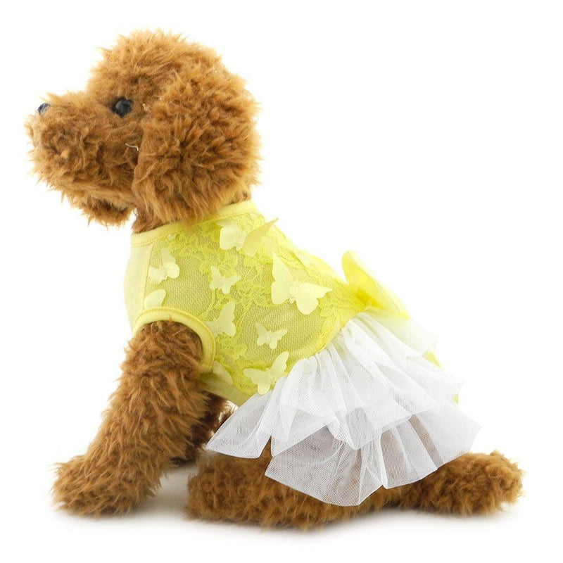 [Australia] - SMALLLEE_LUCKY_STORE Formal Skirt Princess Tutu with Bow for Girl Puppy Clothes Summer Skirt, Large, Pink Yellow 