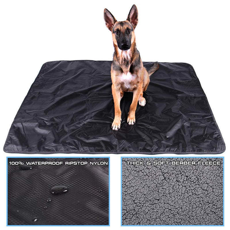[Australia] - Max and Neo Waterproof Sherpa Fleece Dog Blanket - One Side Soft Sherpa Fleece, One Side Ripstop Waterproof Nylon - We Donate a Blanket to a Dog Rescue for Every Blanket Sold (Small, Black/Gray) 