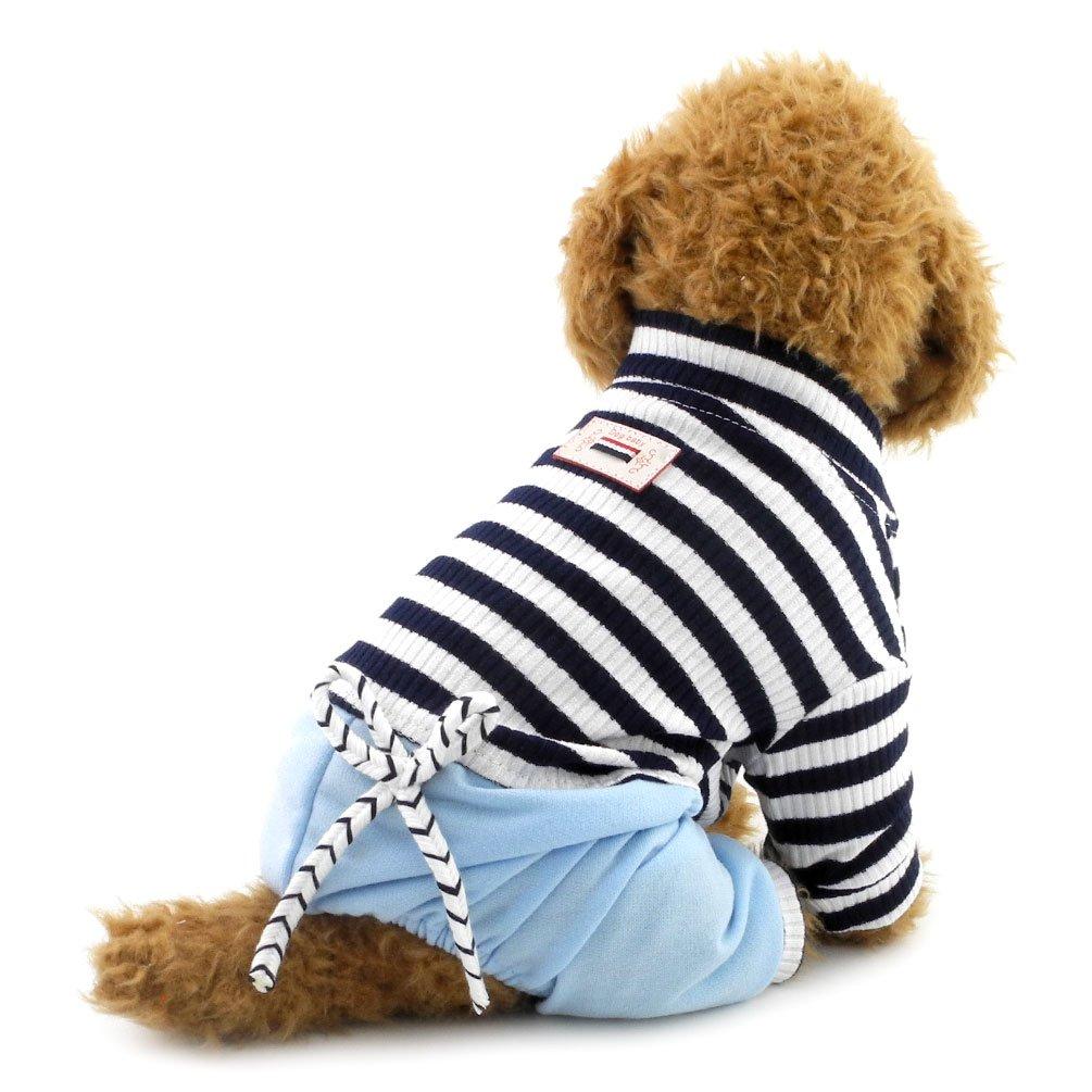 [Australia] - SMALLLEE_LUCKY_STORE Puppy Outfits Denim Jumpsuit Doggie Fashion Cat Uniform Pet Clothes, Large, Blue Small 