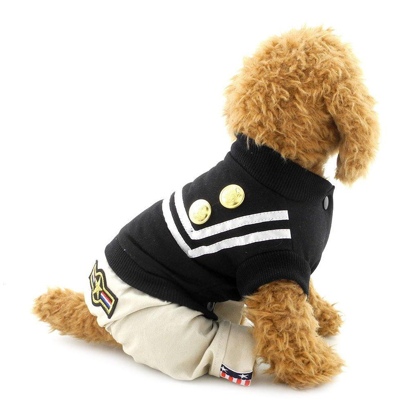 [Australia] - SMALLLEE_LUCKY_STORE Puppy Outfits Dog Jumpsuit Doggie Fashion Naval Policeman Pet Clothes, Large, Black Medium 