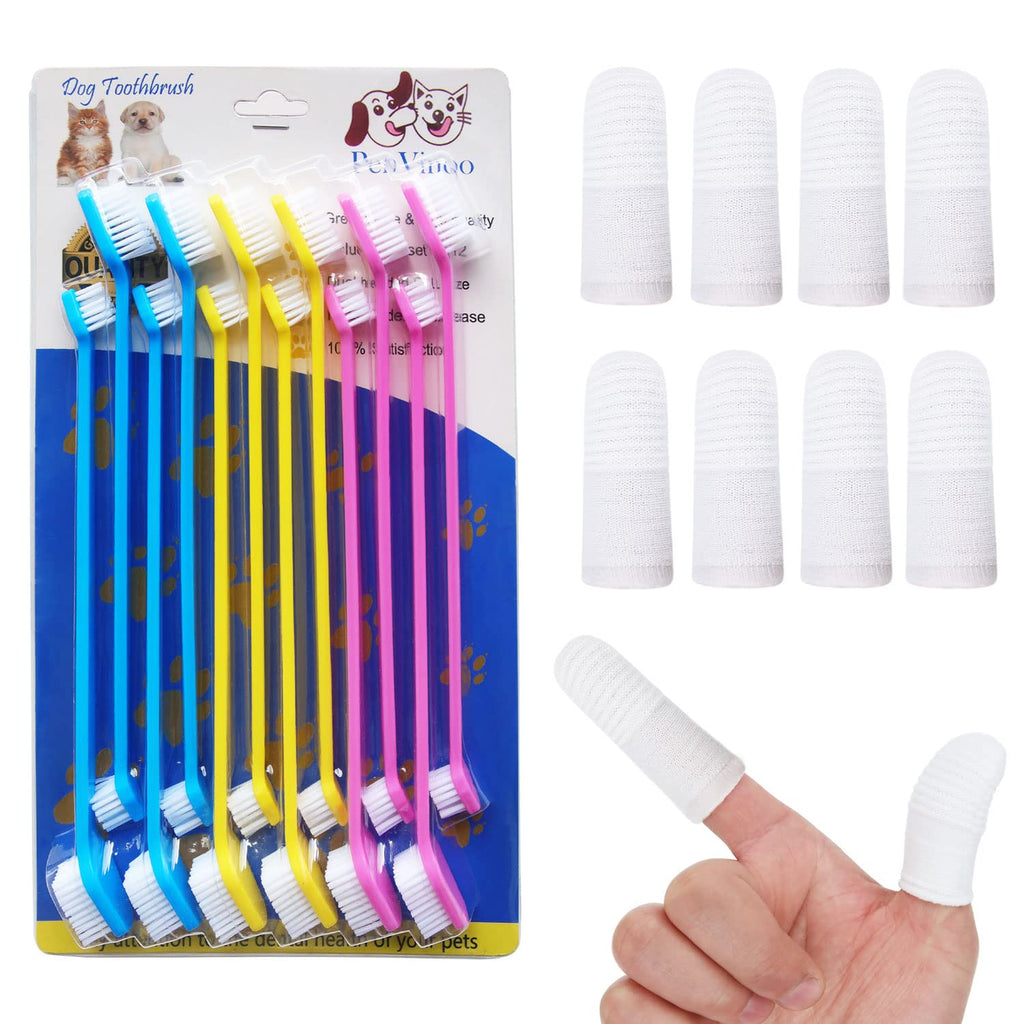 Pet Dog Soft Toothbrush Dog Toothbrush Finger Toothbrush pet Toothbrush Small to Large Dogs (12 Head Toothbrush) 12 Pcs-dual End Toothbrushes - PawsPlanet Australia