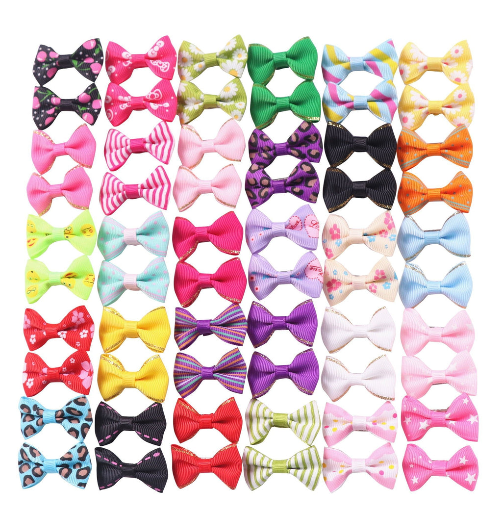 YAKA 60PCS (30 Paris) Cute Puppy Dog Small Bowknot Hair Bows with Metal Clips Handmade Hair Accessories Bow Pet Grooming Products (60 Pcs,Cute Patterns) - PawsPlanet Australia