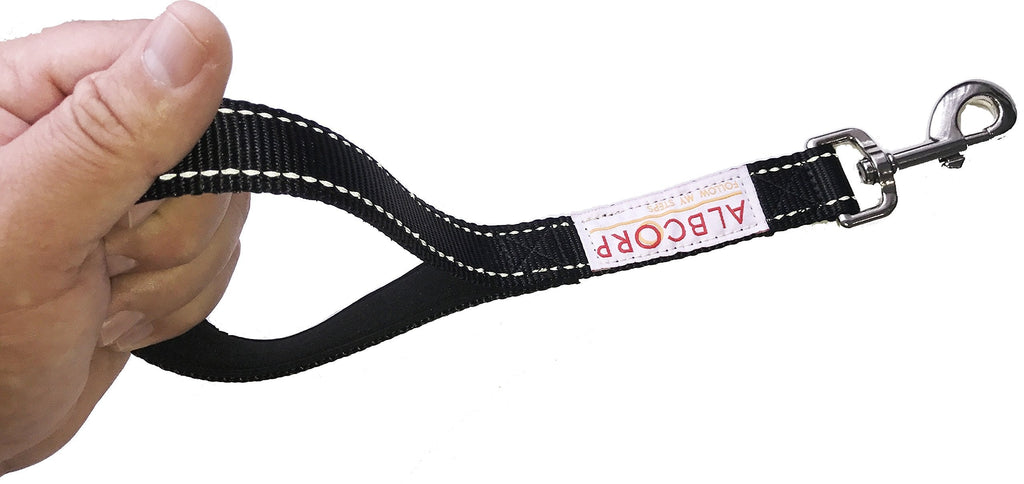 [Australia] - ALBCORP Short Dog Leash, Owen Nylon with Padded Neoprene Handle, 12 inch Red/Black Black 