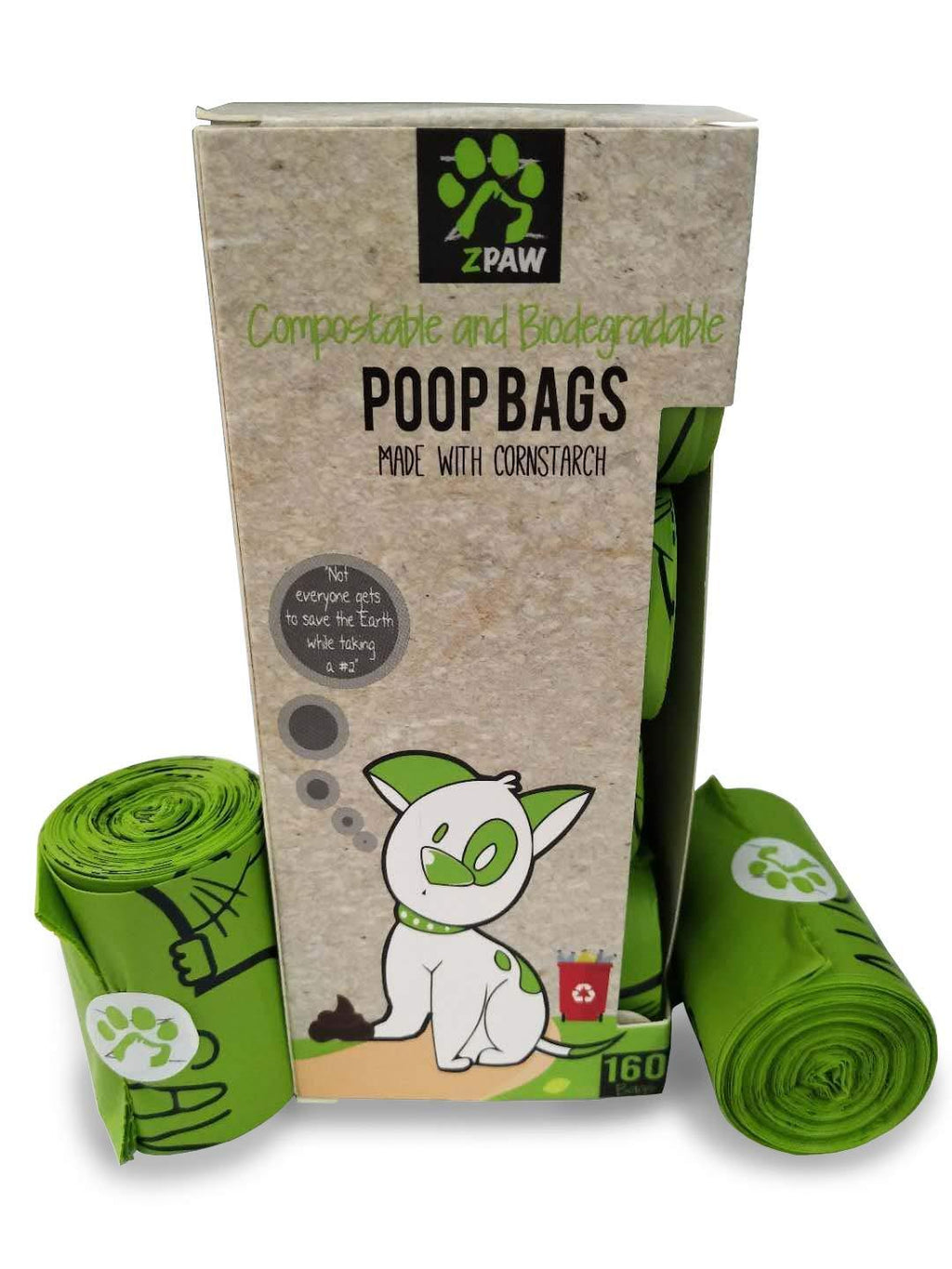[Australia] - ZPAW MOKAI Compostable and Biodegradable Dog Poop Bags Made with Corn Starch | Large Environmentally Friendly Dog Waste Bags Certified 100% Compostable and Biodegradable - 480 Pet Waste Bags 160 Bags 