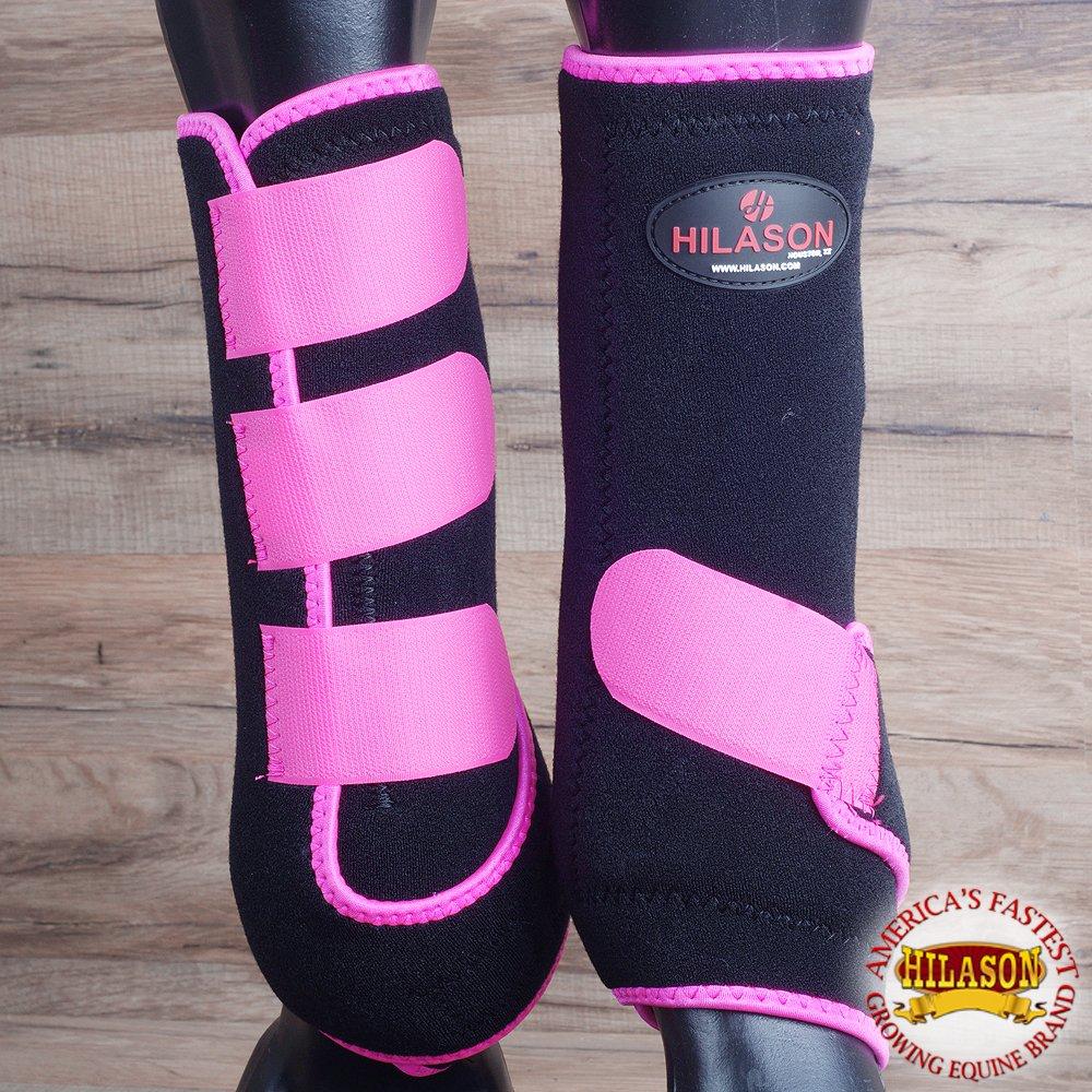 [Australia] - HILASON Large Infra Tech Horse Medicine Sports Boots Front Leg Black Pink 