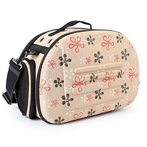 Foldable Pet Dog Cat Carrier Cage Collapsible Travel Kennel - Portable Pet Carrier Outdoor Shoulder Bag for Puppy Kitty Small Medium Animal Bunny Ferrets Transport Carry Beige - PawsPlanet Australia