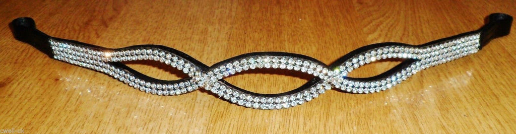 Cwell Equine Bling Diamante 3 loops Crystal Browband (Black) F/C/P FULL 16" - PawsPlanet Australia