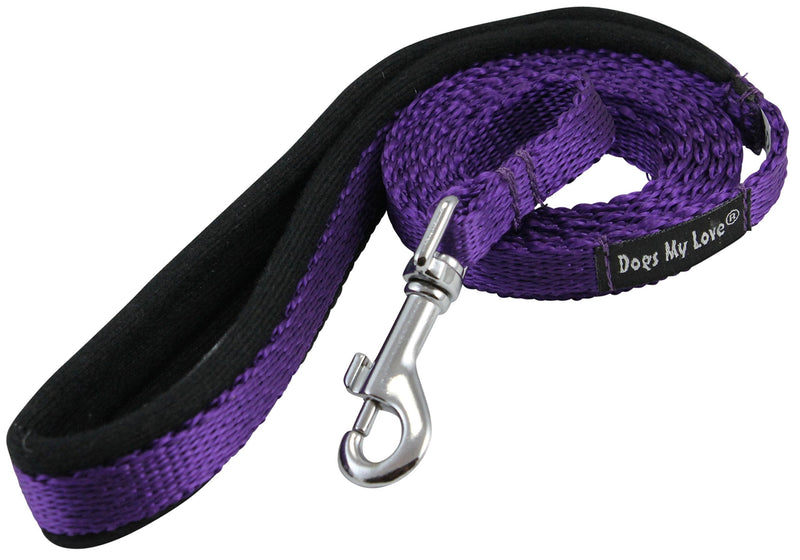 [Australia] - Dogs My Love 4ft Long Neoprene Padded Handle Nylon Leash 4 Sizes Purple Small - 3/8" Wide 