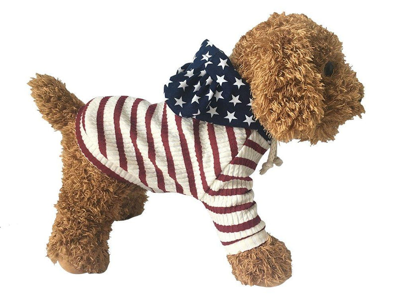 [Australia] - BONDOGLAND Pet Clothes Dog Hoodies for Small Dogs Cat Sweater Onesie Puppy Tracksuit Pajamas 4th of July L Red 