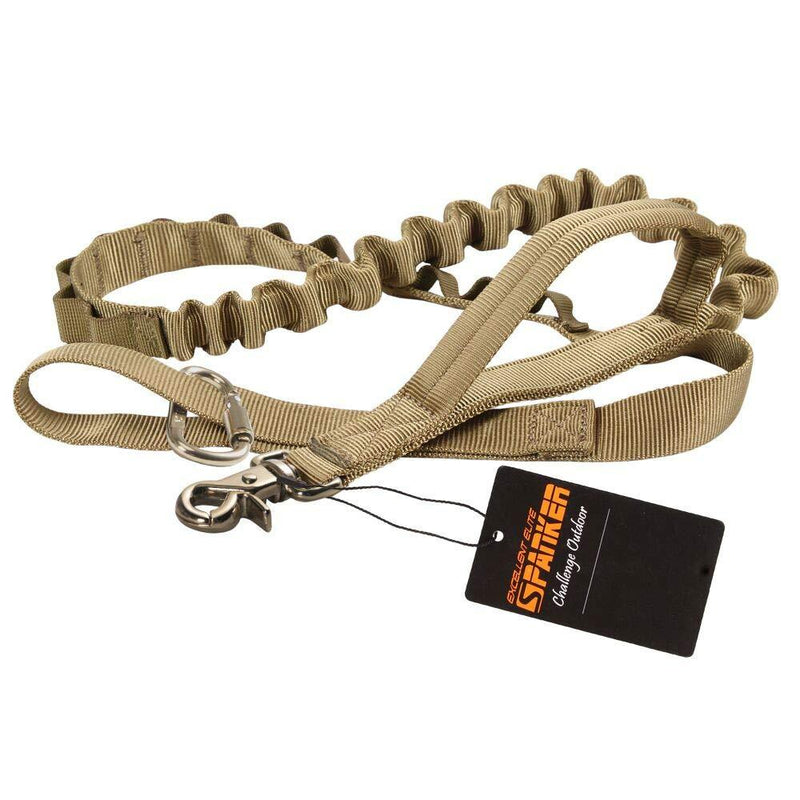 [Australia] - EXCELLENT ELITE SPANKER Bungee Dog Leash Tactical Dog Leash Nylon Adjustable Tactical Leash for Dogs Quick Release Military Dog Leash with 2 Control Handle Coyote Brown 