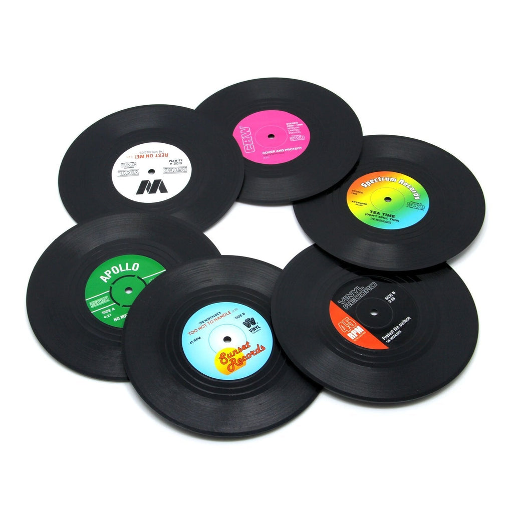 DuoMuo Coaster Vinyl Record Disk Coasters for Drinks - Tabletop Protection Prevents Furniture Damage (6 PCS Vinyl) - PawsPlanet Australia