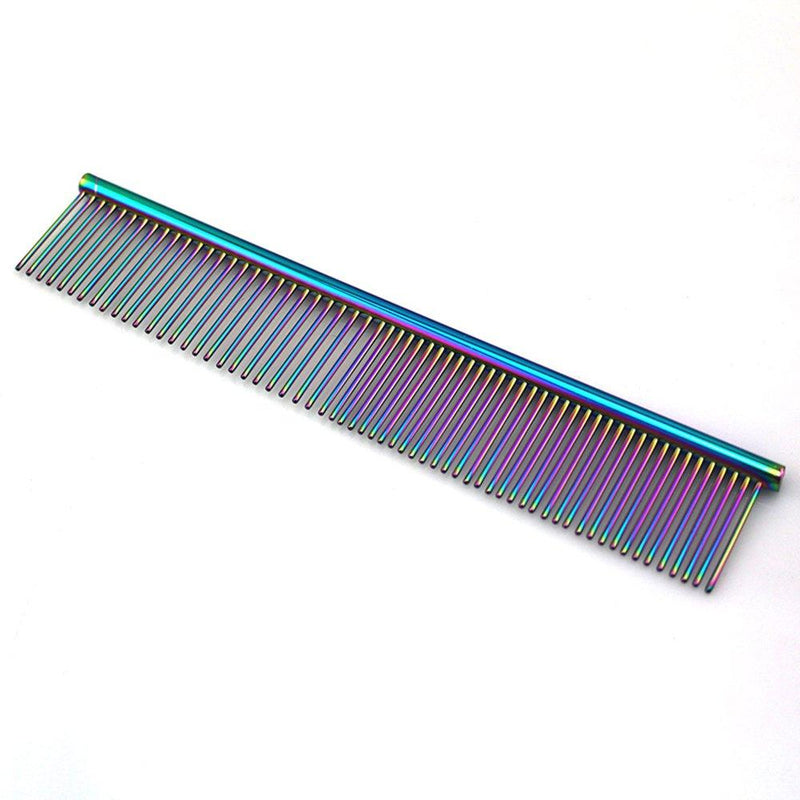 [Australia] - ZoCr Stainless Steel Pet Comb for Dogs Cats, Pet Grooming Comb with Different Spaced Rounded Teeth Colorful 