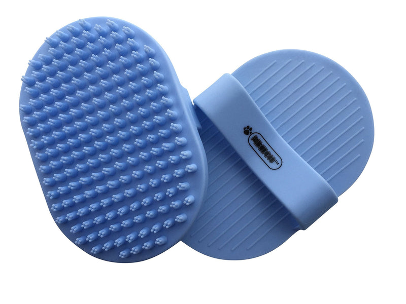 [Australia] - Pixikko Pet Curry Shampoo Brush/Comb for Bathing - Massaging - Deshedding - on Wet or Dry Hair 1-PC Blue 