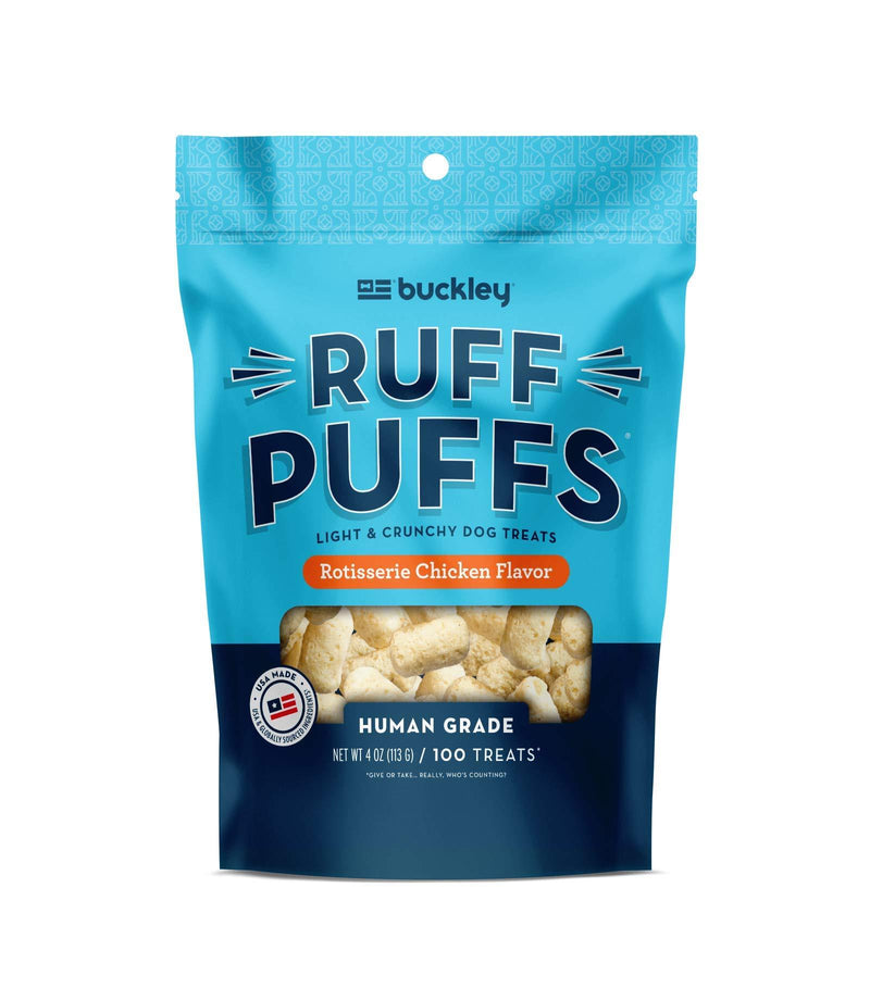 Buckley Ruff Puffs Flavored Light & Crunchy Dog Treats, 4 Ounce Chicken - PawsPlanet Australia