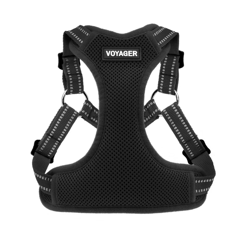 Voyager by Best Pet Supplies - Fully Adjustable Step-in Mesh Dog Harness with Reflective 3M Piping - 1Black, XS (Chest: 13 - 16") XS (Chest: 13 - 16") - PawsPlanet Australia